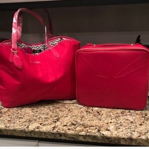 Lancôme 'Hot Pinke E Tote and Travel Case Set NWOT